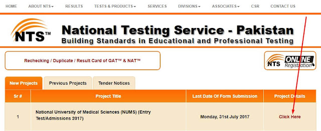 NUMS information on NTS Website NUMS information on NTS Website