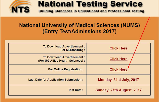 Registration Info for NUMS on NTS Site Registration Info for NUMS on NTS Site