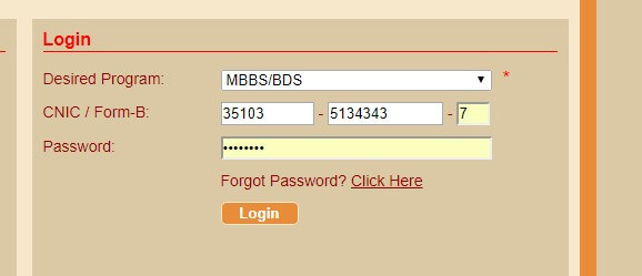 Sign in for the NUMS admission Sign in for the NUMS admission